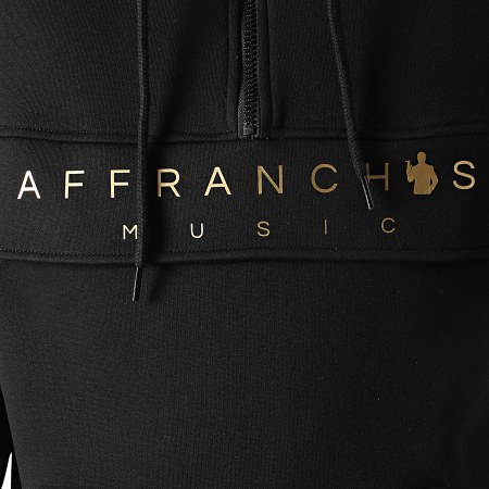 Affranchis Music - Top felpa con collo a zip Outdoor Logo Nero Oro