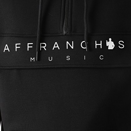 Affranchis Music - Felpa Outdoor Logo Zip Neck Nero Bianco