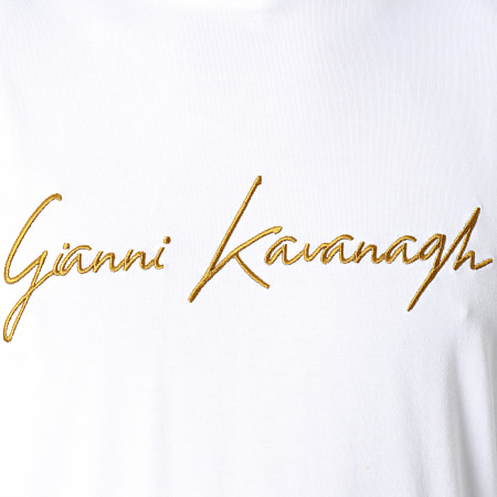 Gianni Kavanagh - Tee Shirt Manches Longues Oversize A Bandes GKM001008 Blanc Doré