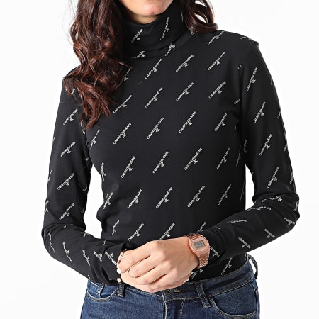 Calvin Klein - Tee Shirt Manches Longues Femme Col Roulé 5321 Noir