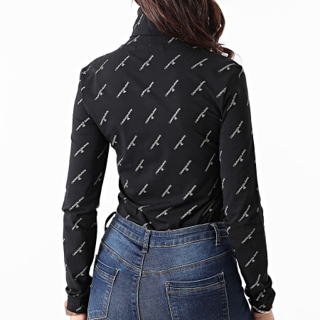 Calvin Klein - Tee Shirt Manches Longues Femme Col Roulé 5321 Noir