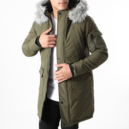 Manteau kaki capuche fourrure clearance