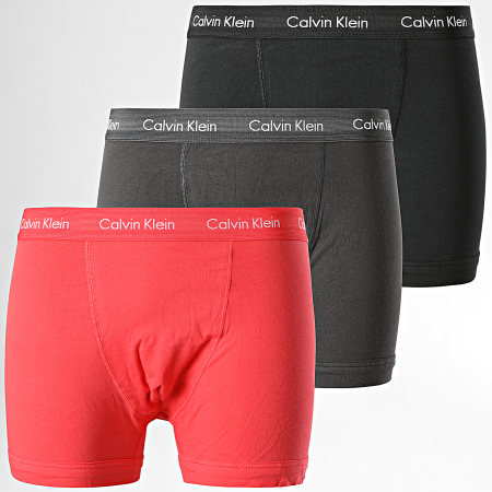 Calvin Klein - Lot De 3 Boxers Cotton Stretch U2662G Noir Gris Anthracite Saumon