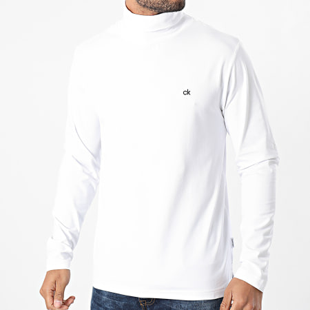 Calvin Klein - Tee Shirt Manches Longues Col Roulé 7304 Blanc