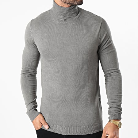 Paname Brothers - Pull Col Roulé PB03 Gris Anthracite