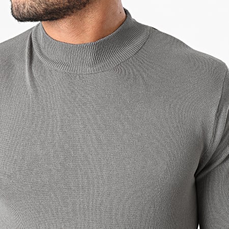 Paname Brothers - Pull Col Cheminée PB04 Gris Anthracite
