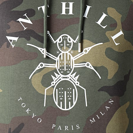Anthill - Sudadera con capucha y logotipo de camuflaje Kaki