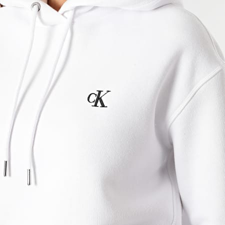 Calvin Klein - Sweat Capuche Femme CK Embroidery 3178 Blanc