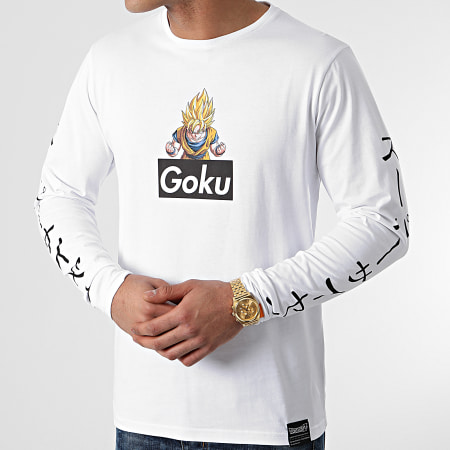 Dragon Ball Z - Tee Shirt Manches Longues Selfie Goku Blanc