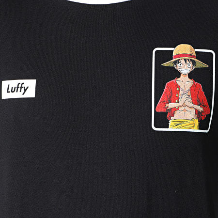 One Piece - Tee Shirt Manches Longues A Bandes Luffy Noir