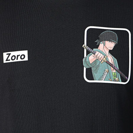 One Piece - Tee Shirt Manches Longues A Bandes Zoro Noir