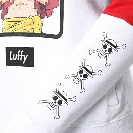 One Piece - Felpa con cappuccio Luffy Front Selfie Bianco Nero