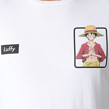 One Piece - Maglietta Luffy a righe bianche