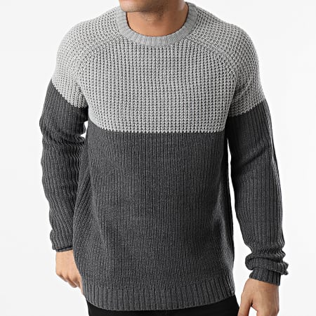 Only And Sons - Pull Kelvin Gris Chiné Gris Anthracite