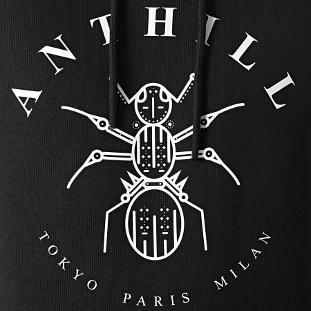 Anthill - Felpa con cappuccio con logo nero