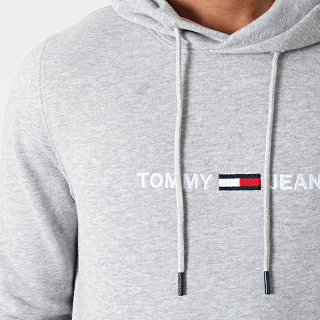 Tommy Jeans - Sweat Capuche Straight Logo 8474 Gris Chiné