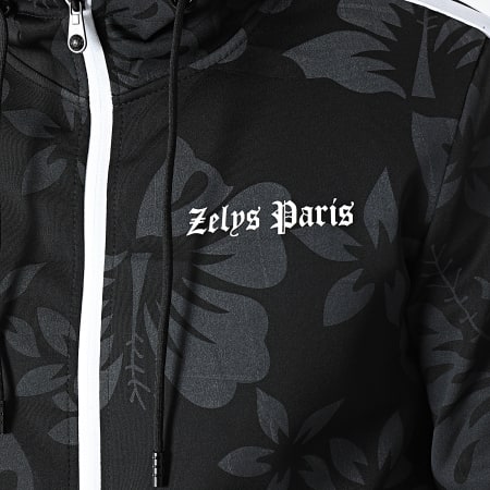 Zelys Paris - Ensemble De Survetement A Bandes Zino Noir Floral
