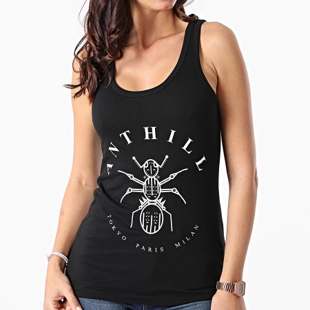 Anthill - Camiseta de tirantes negra con logotipo de mujer
