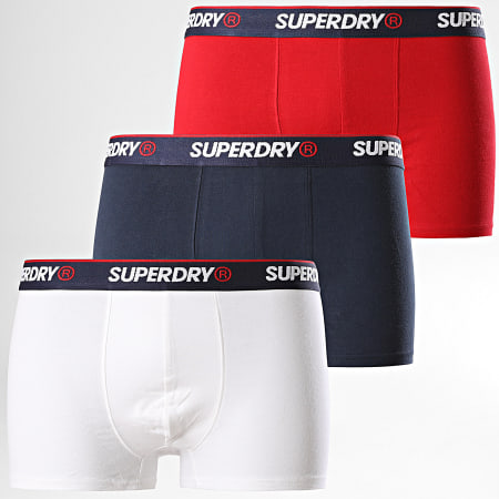 Superdry - Lot De 3 Boxers M3110008A Blanc Rouge Bleu Marine