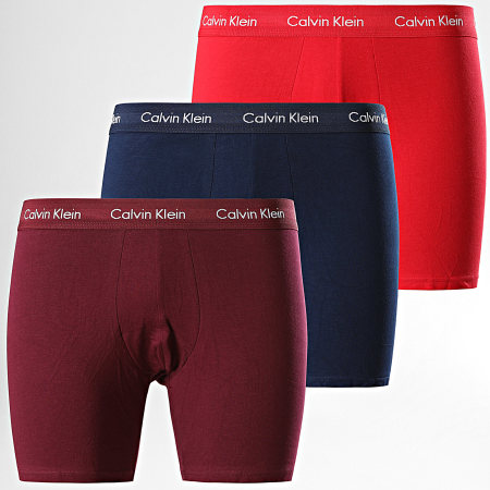 Calvin Klein - Lot de 3 Boxers NB1770A Rouge Bordeaux Bleu Marine