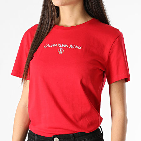 Calvin Klein - Tee Shirt Femme Institutional Round Neck 4790 Rouge