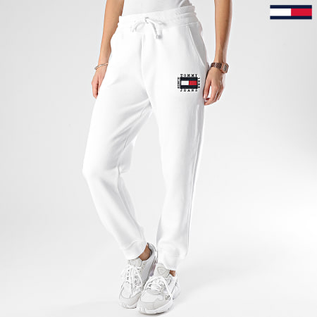 Tommy Jeans - Pantalon Jogging Femme Slim Box Flag 0497 Blanc - Ryses