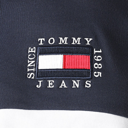 Tommy Jeans - Sweat Capuche Femme Crop Colorblock 0498 Bleu Marine Blanc