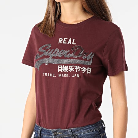 Superdry - Tee Shirt Femme VL Sequin W1010282A Bordeaux