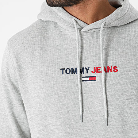 Tommy Jeans - Sweat Capuche Linear Logo 1016 Gris Chiné