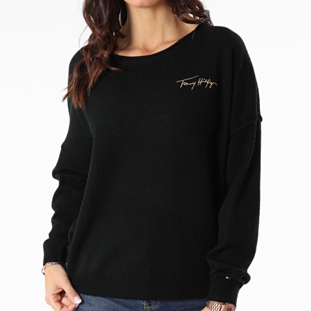 Tommy Hilfiger - Pull Femme Softwool Open NK Graphic 1089 Noir