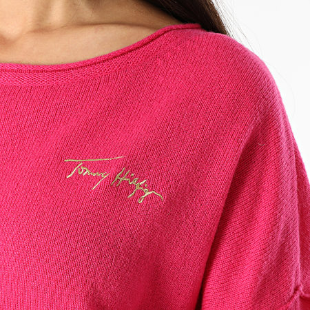 Tommy Hilfiger - Pull Femme Softwool Open NK Graphic 1089 Rose Fushia