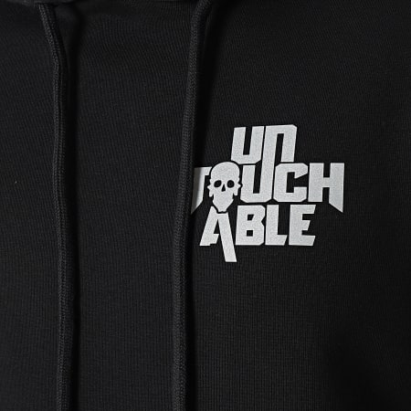 Untouchable - Sweat Capuche Logo Back Noir Réfléchissant