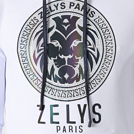 Zelys Paris - Sweat Capuche Réfléchissant Iridescent A Strass Ovan Blanc