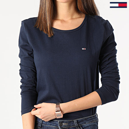 Tommy Jeans - Tee Shirt Femme Manches Longues Soft Jersey 6900 Bleu Marine