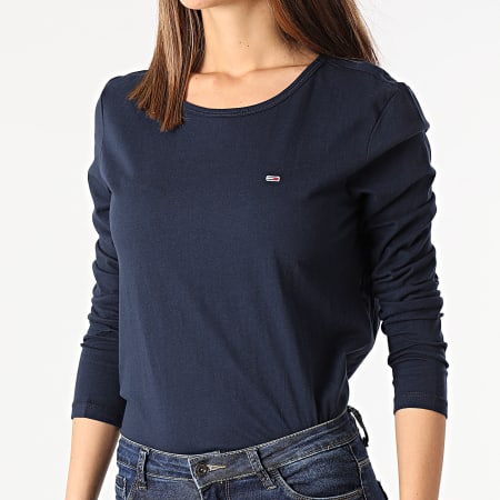 Tommy Jeans - Tee Shirt Femme Manches Longues Soft Jersey 6900 Bleu Marine