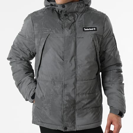 Timberland - Doudoune Capuche Réfléchissant Puffer Jacket Weather Print A2D9A Gris