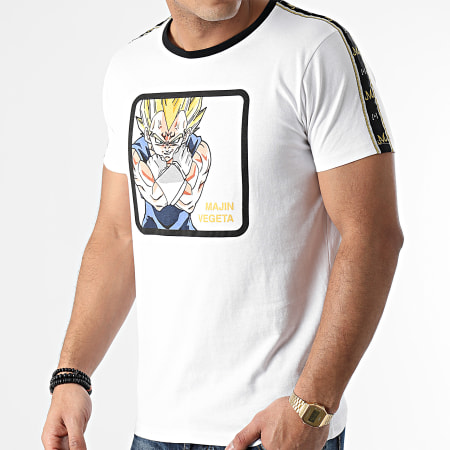 Capslab - Tee Shirt A Bandes Majin Vegeta VGM Blanc