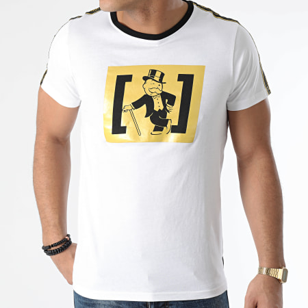 Capslab - Tee Shirt A Bandes RIC2 Blanc Doré