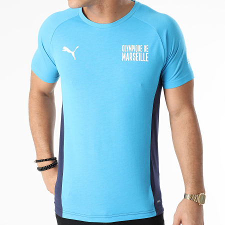 Puma - Tee Shirt De Sport OM Evostripe 758641 Bleu Marine Bleu Clair