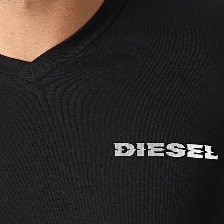 Diesel - Tee Shirt Col V Diegos A02266-0GBAR Noir Argenté