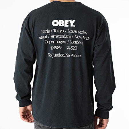 Obey - Tee Shirt Manches Longues No Justice No Peace Noir