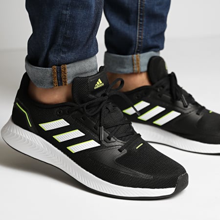 Adidas Performance - Baskets RunFalcon 2 GZ8796 Core Black Footwear White  Solar Yellow - LaBoutiqueOfficielle.com