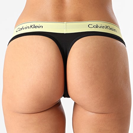 Calvin Klein - String Femme 3786E Noir Jaune