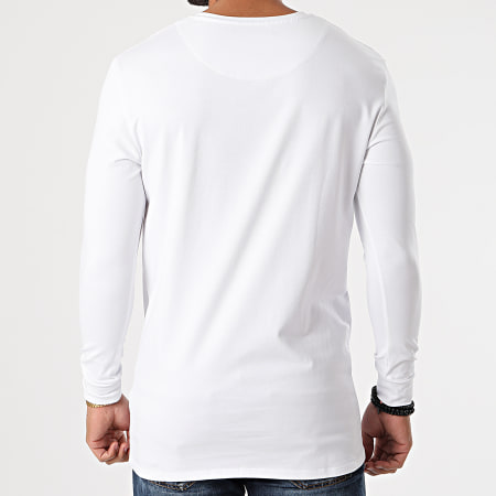 SikSilk - Tee Shirt Manches Longues Straight Hem Gym SS-18062 Blanc