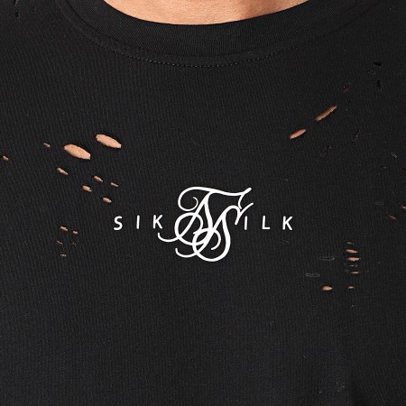 SikSilk - Tee Shirt Distressed Box SS-17484 Noir
