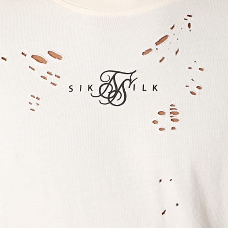 SikSilk - Tee Shirt Distressed Box SS-17483 Blanc Cassé