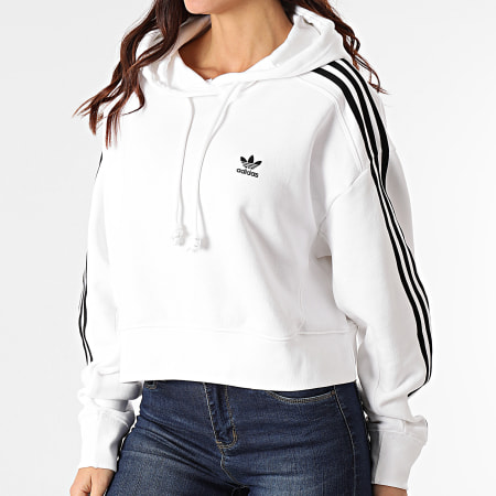 Adidas Originals - Sweat Capuche Crop Femme GN2891 Blanc