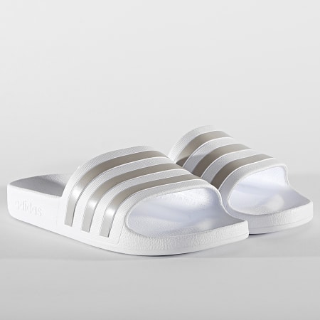 adidas - Claquettes Femme Adilette Aqua EF1730 Cloud White Platinum Metallic