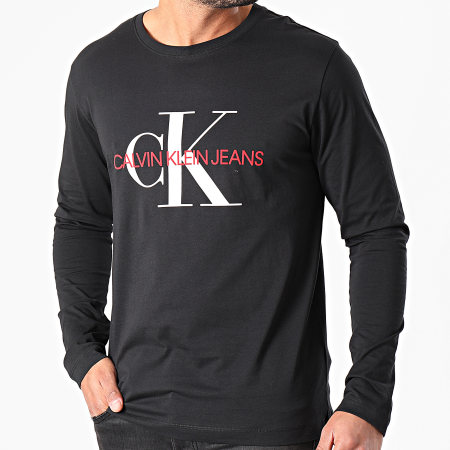 Calvin Klein - Camiseta de manga larga con monograma 9224 Negro