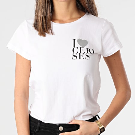 Le Temps Des Cerises - Tee Shirt Femme Tessa Blanc Argenté